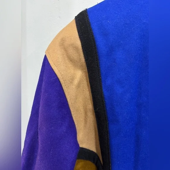VTG 80s INTERNATIONAL SCENE Sz 7/8 Color Block 100% Wool Coat MADE IN YUGOSLAVIA - Picture 9 of 10